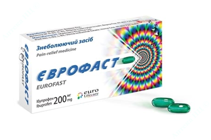  Зображення ЄВРОФАСТ КОМБІ капсули м’які 200/500 мг/мг бл. № 10 