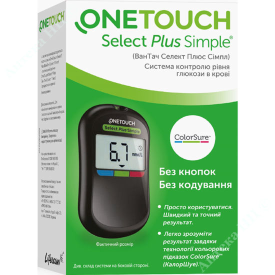  Зображення Набір "Система контролю рівня глюкози в крові OneTouch Select Plus Simple+тест смужки OneTouch Select plus     № 50 
