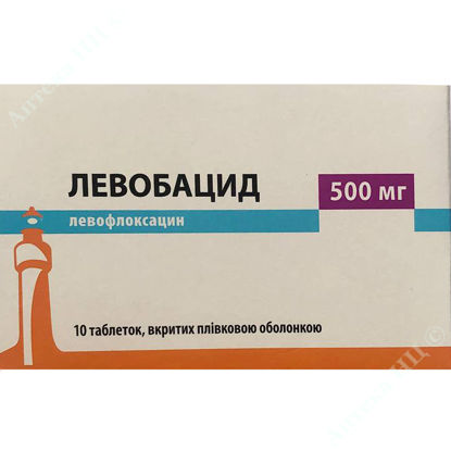  Зображення ЛЕВОБАЦИД таблетки, вкриті плівковою оболонкою 500 мг бл. № 10 