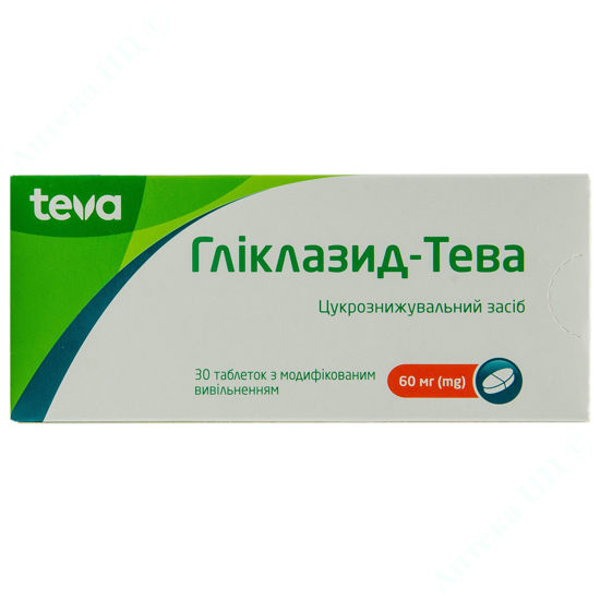  Зображення ГЛІКЛАЗИД-ТЕВА MR, таблетки із модифікованим вивільненням 60 мг бл.      №90 