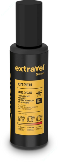 Изображение Спрей для экстримальных условий от комаров Extravel Strong 100 мл     № 1